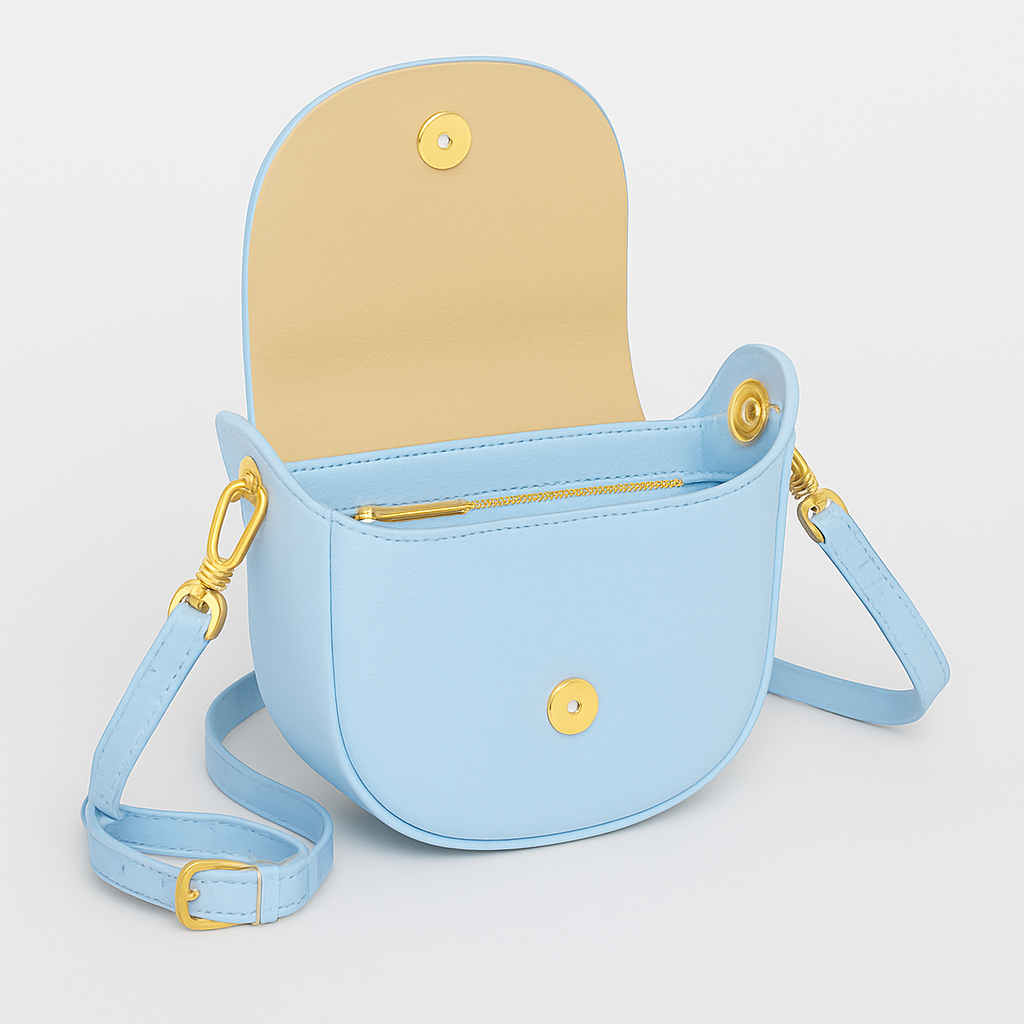 FLORENCIA - Bolso de piel con cremallera azul bebé