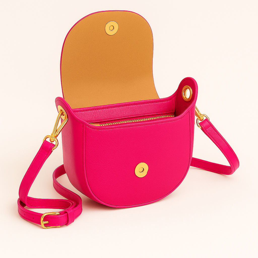 FLORENCIA - Bolso de piel con cremallera FUCSIA