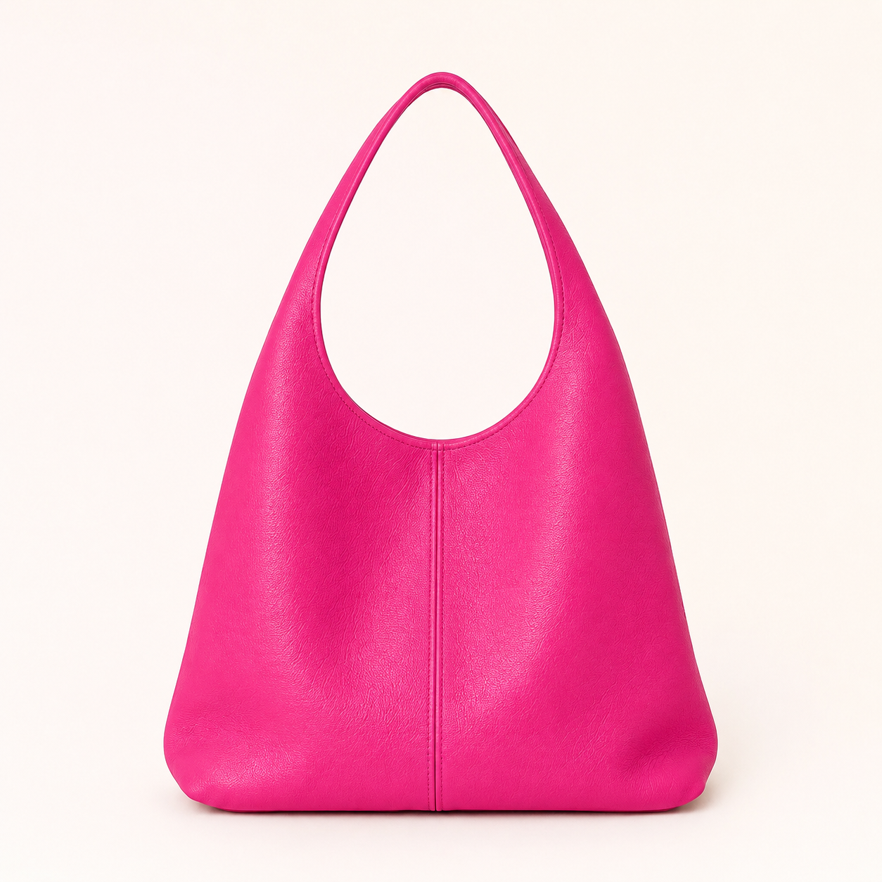 CAPRI Bolso de piel tipo saco con cremallera fucsia
