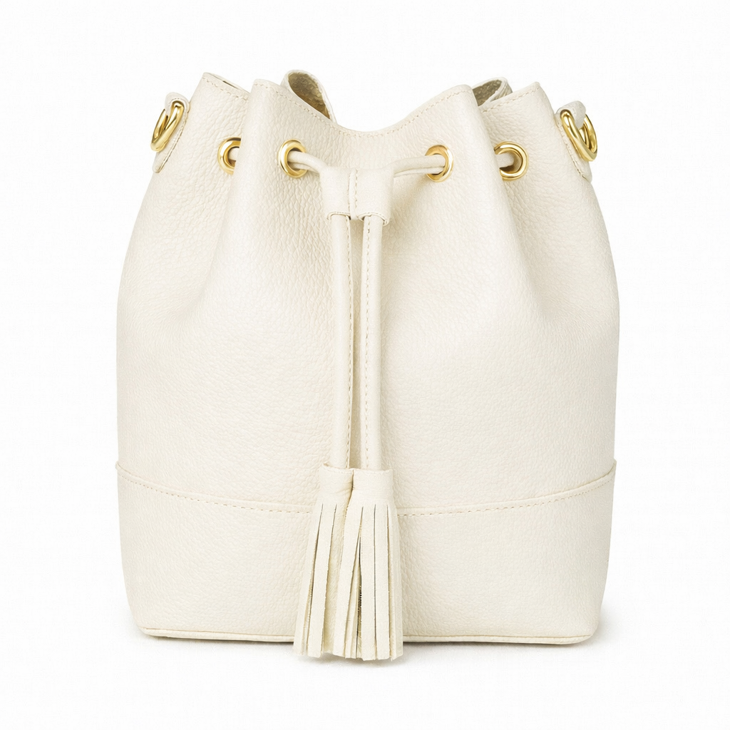 ADRIA Bolso de piel tipo bombonera blanco roto