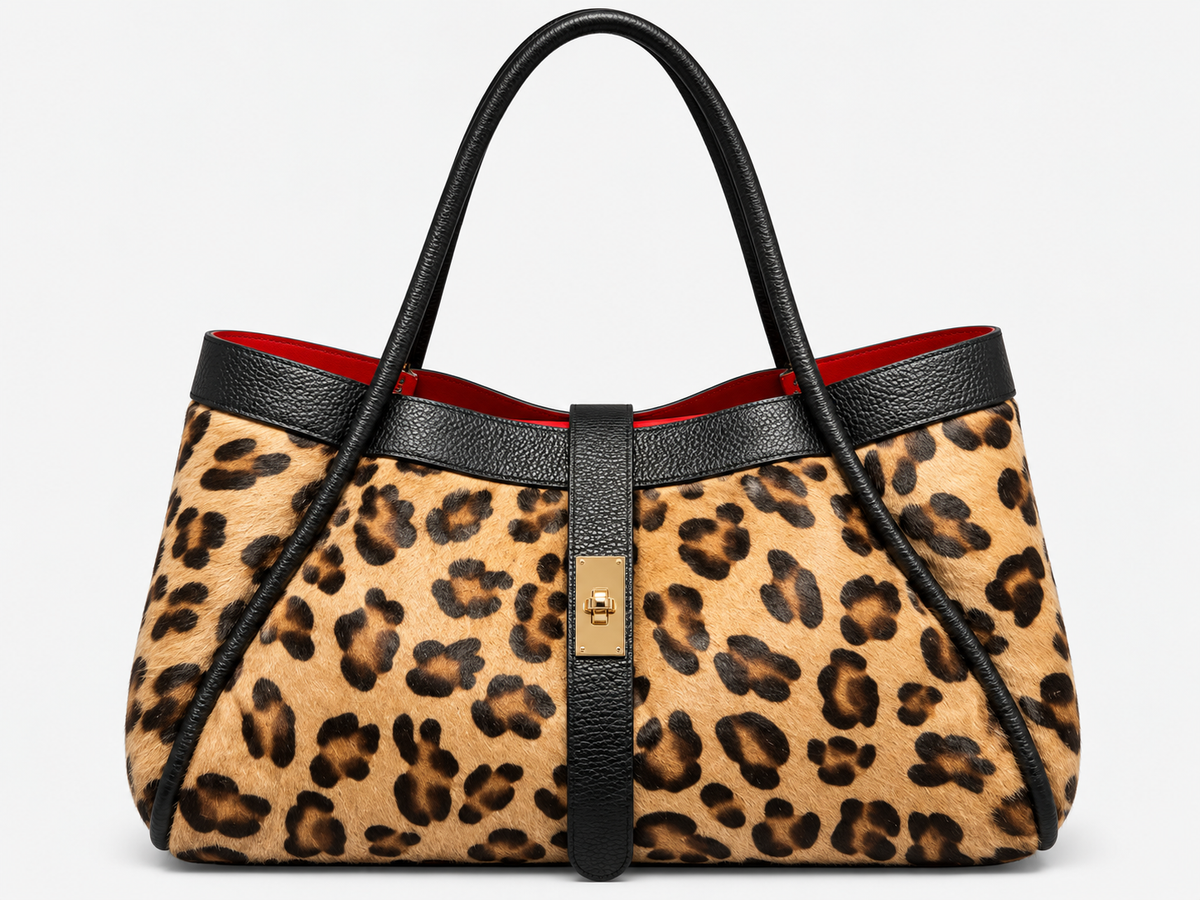 ALBA Bolso grande de pelo natural leopardo