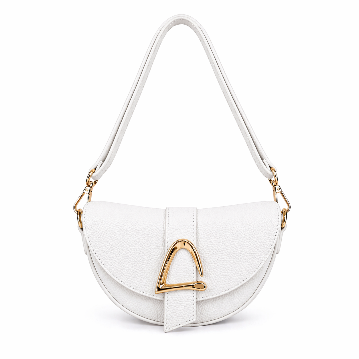 LUNA Bolso de piel con cierre imán blanco