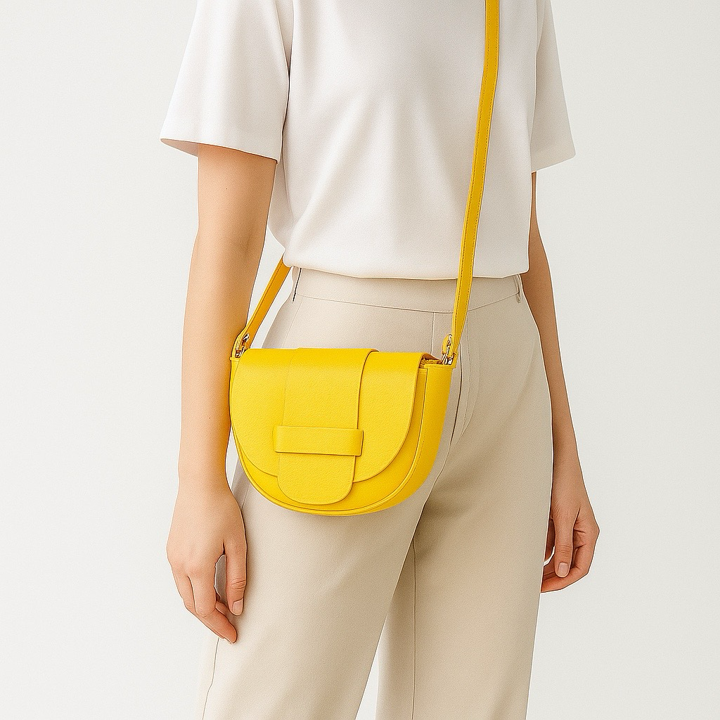 FLORENCIA - Bolso de piel con cremallera AMARILLO