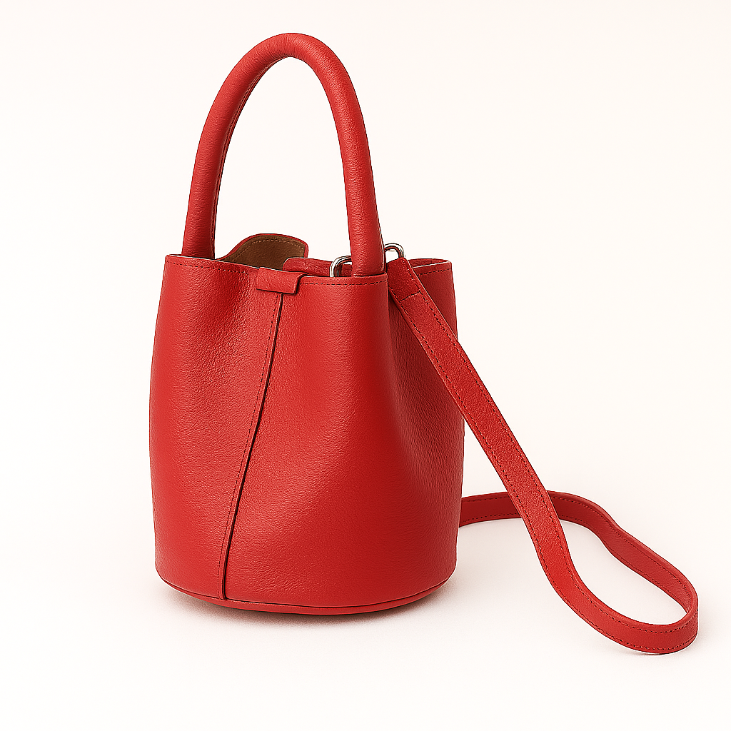 MILÁN Bolso de piel tipo bombonera ROJO
