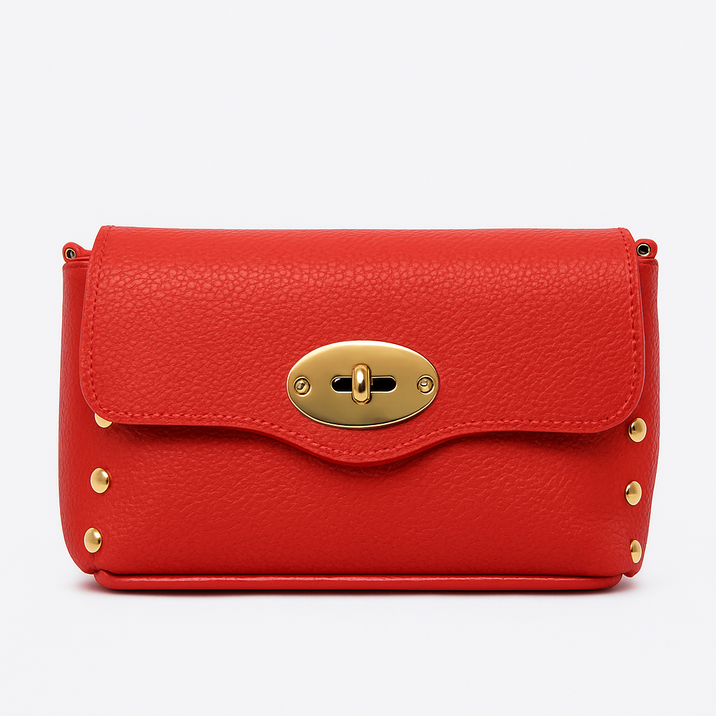 TURÍN Bolso mini de piel con doble cadena ROJO