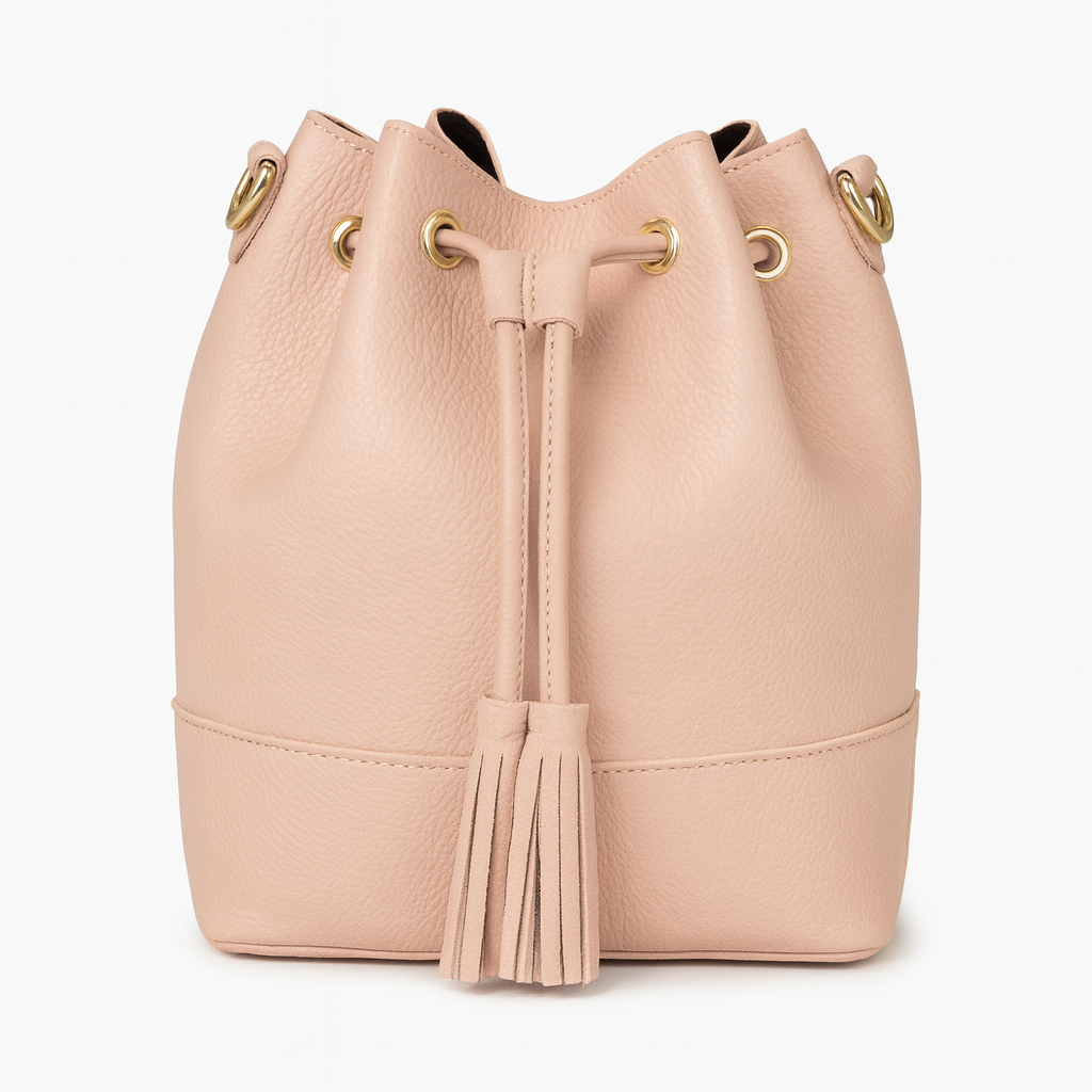 ADRIA Bolso de piel tipo bombonera rosa nude