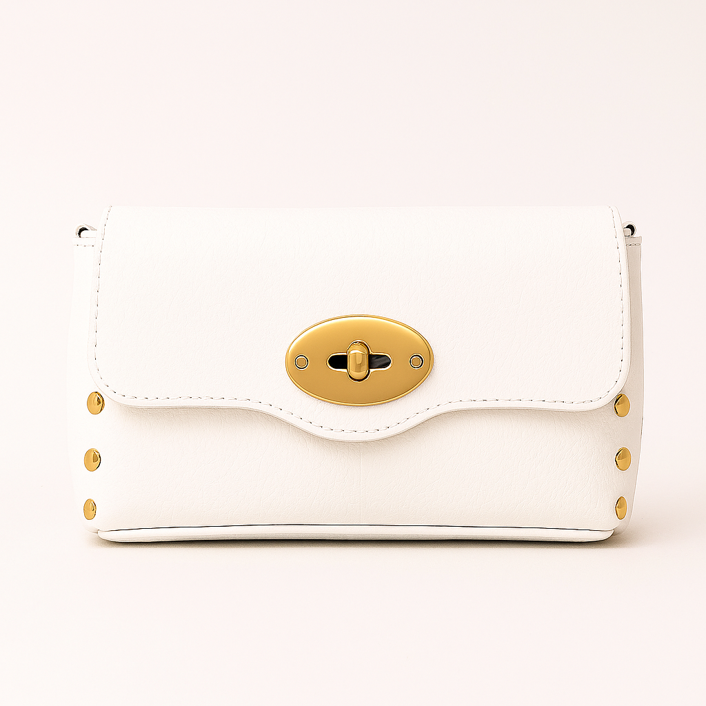 TURÍN Bolso mini de piel con doble cadena BLANCO