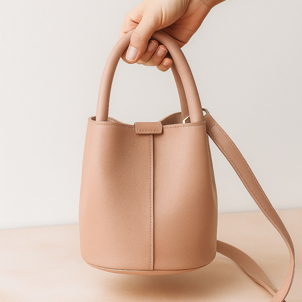 MILÁN Bolso de piel tipo bombonera ROSA MAQUILLAJE