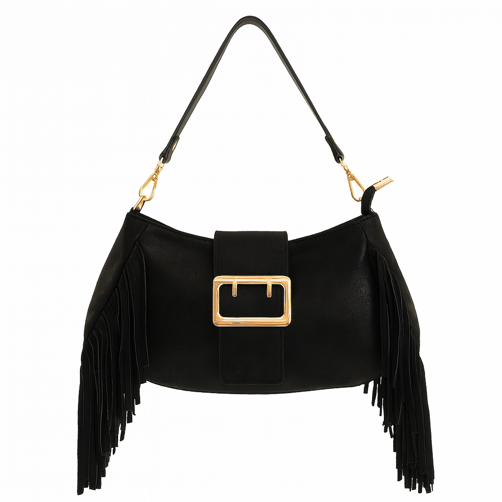 LAZIO Bolso combinado de piel con hebilla negro