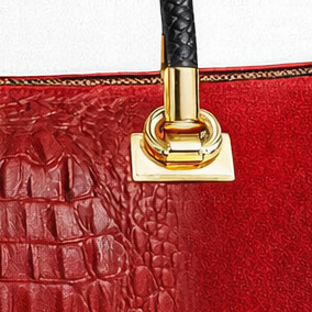 BARI Bolso bowling de piel grabada rojo