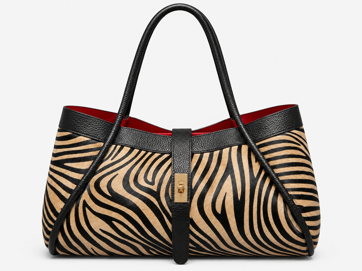 ALBA Bolso grande de pelo natural cebra camel