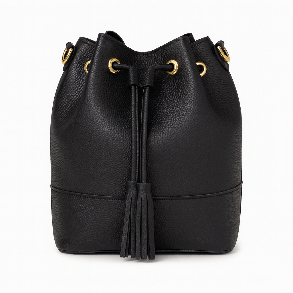 ADRIA Bolso de piel tipo bombonera negro