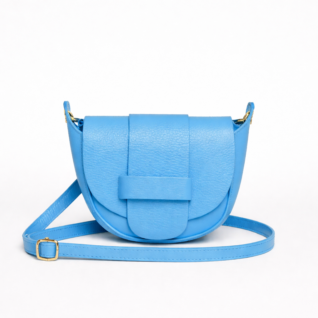 FLORENCIA - Bolso de piel con cremallera azul cielo