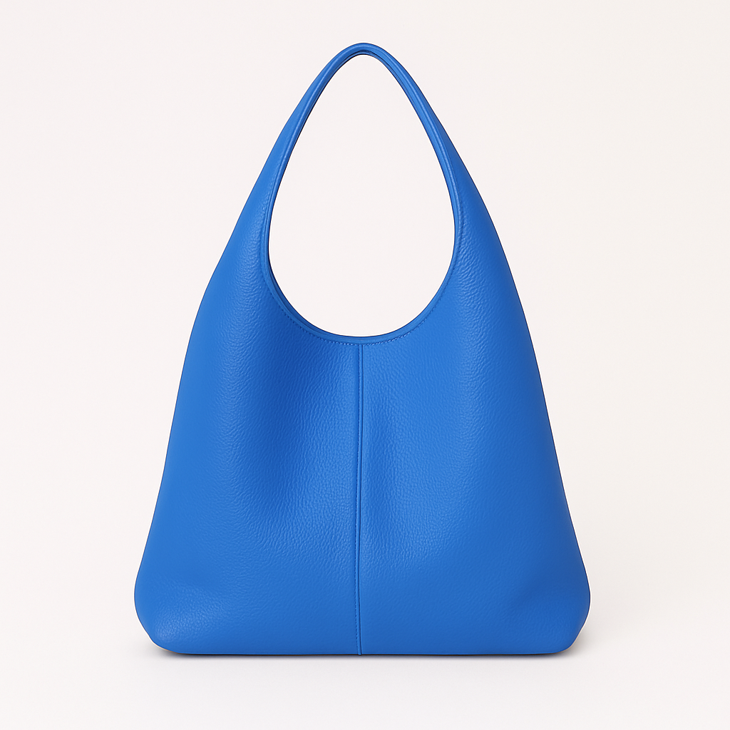 CAPRI Bolso de piel tipo saco con cremallera AZUL ELÉCTRICO