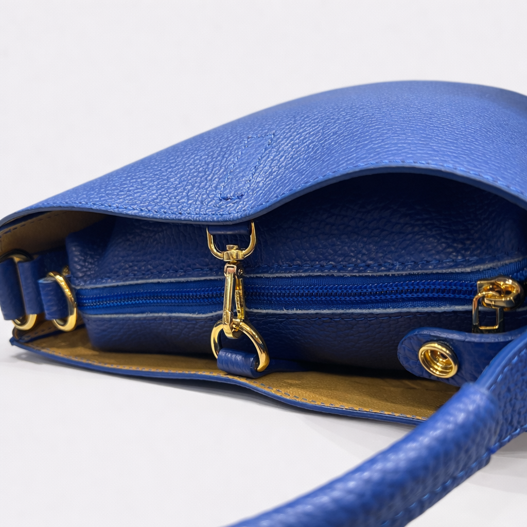 BELLA Bolso de piel azul eléctrico
