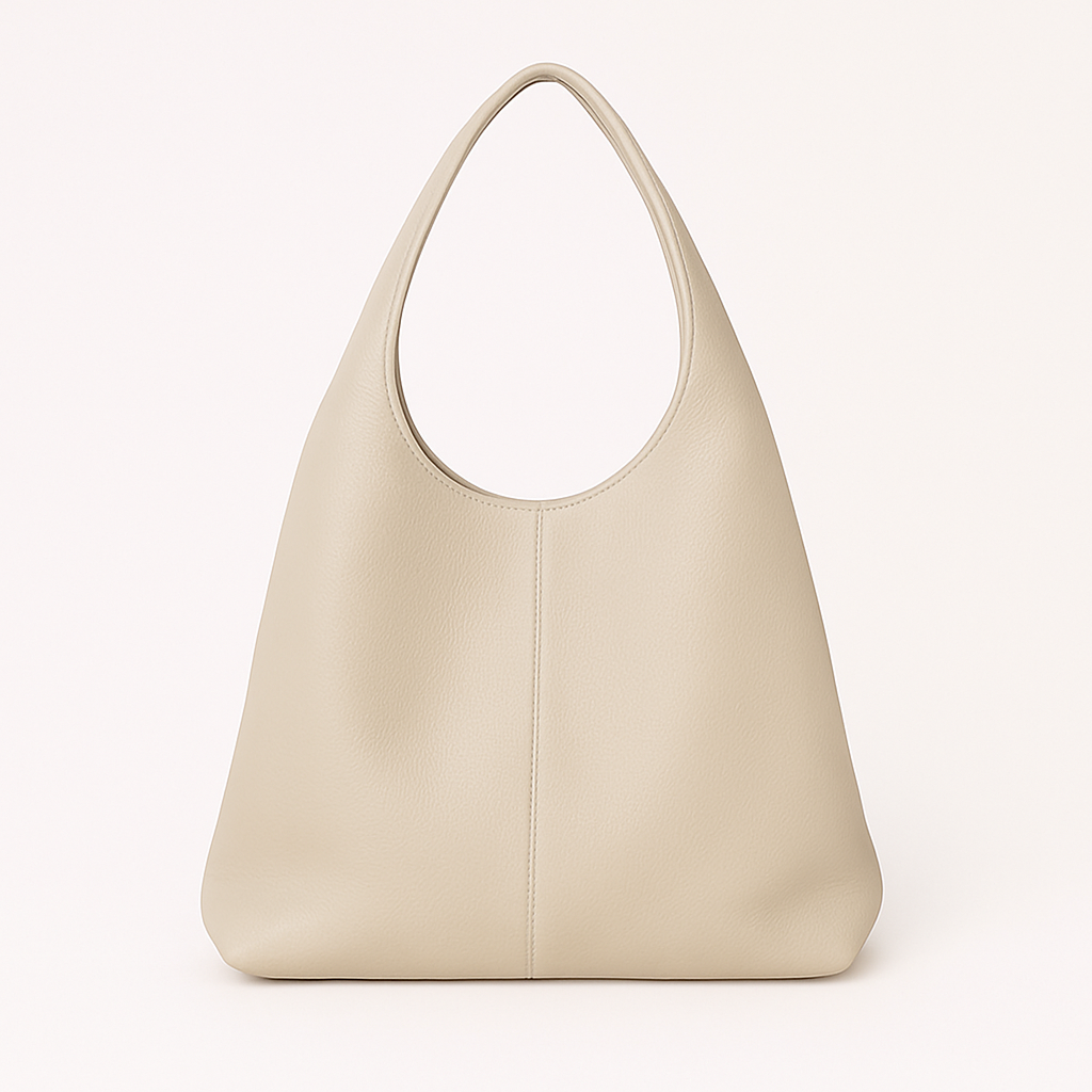 CAPRI Bolso de piel tipo saco con cremallera BEIGE