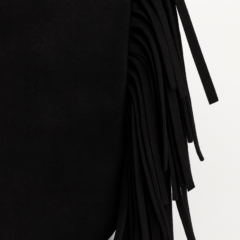LUCCA Bolso de piel con flecos negro