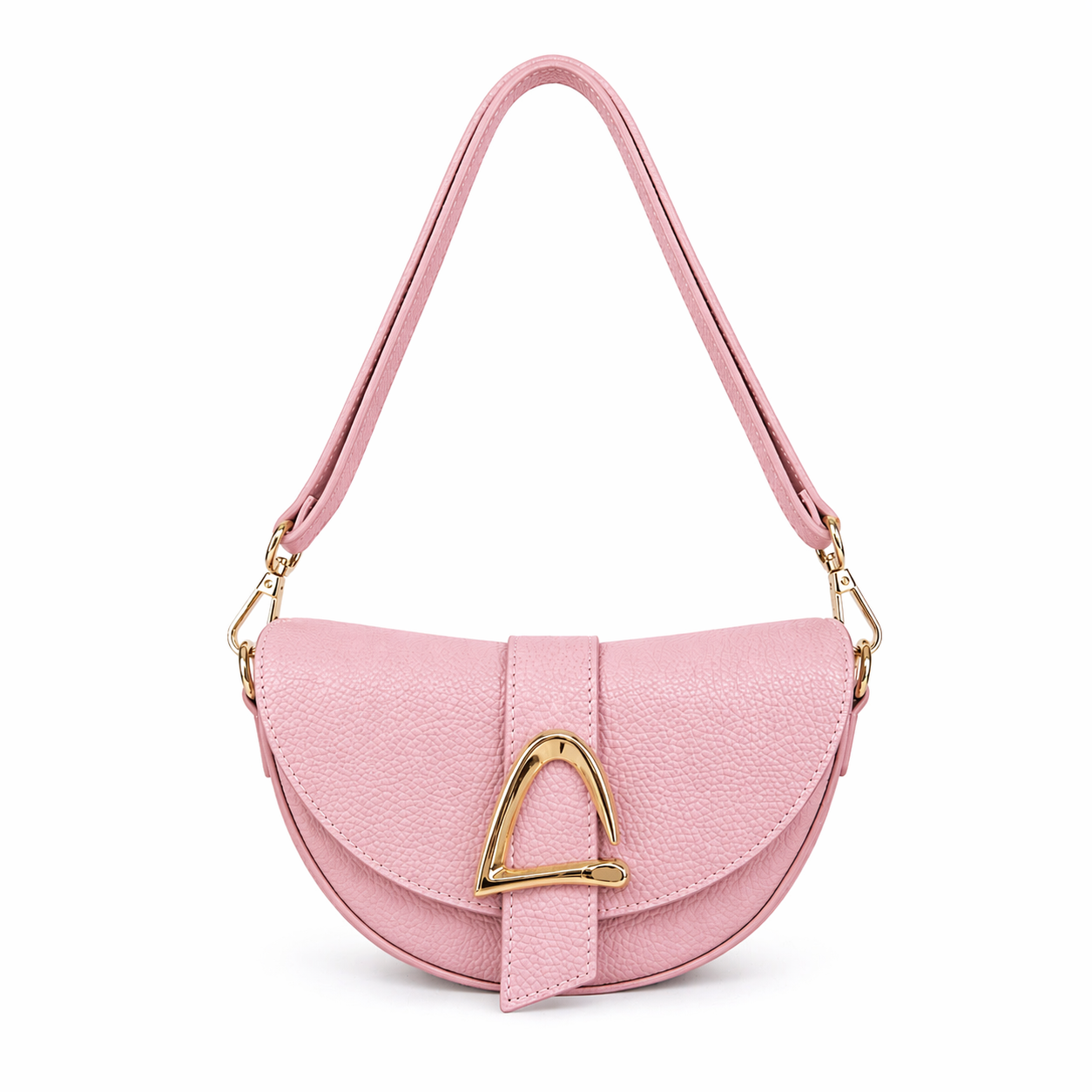 LUNA Bolso de piel con cierre imán rosa