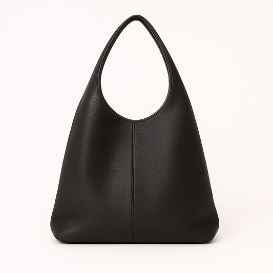 CAPRI Bolso de piel tipo saco con cremallera NEGRO