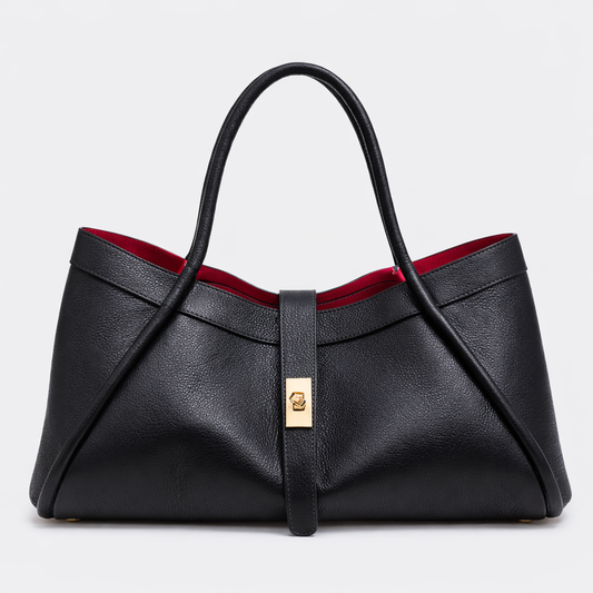 ALBA Bolso grande de piel con correa de hombro negro