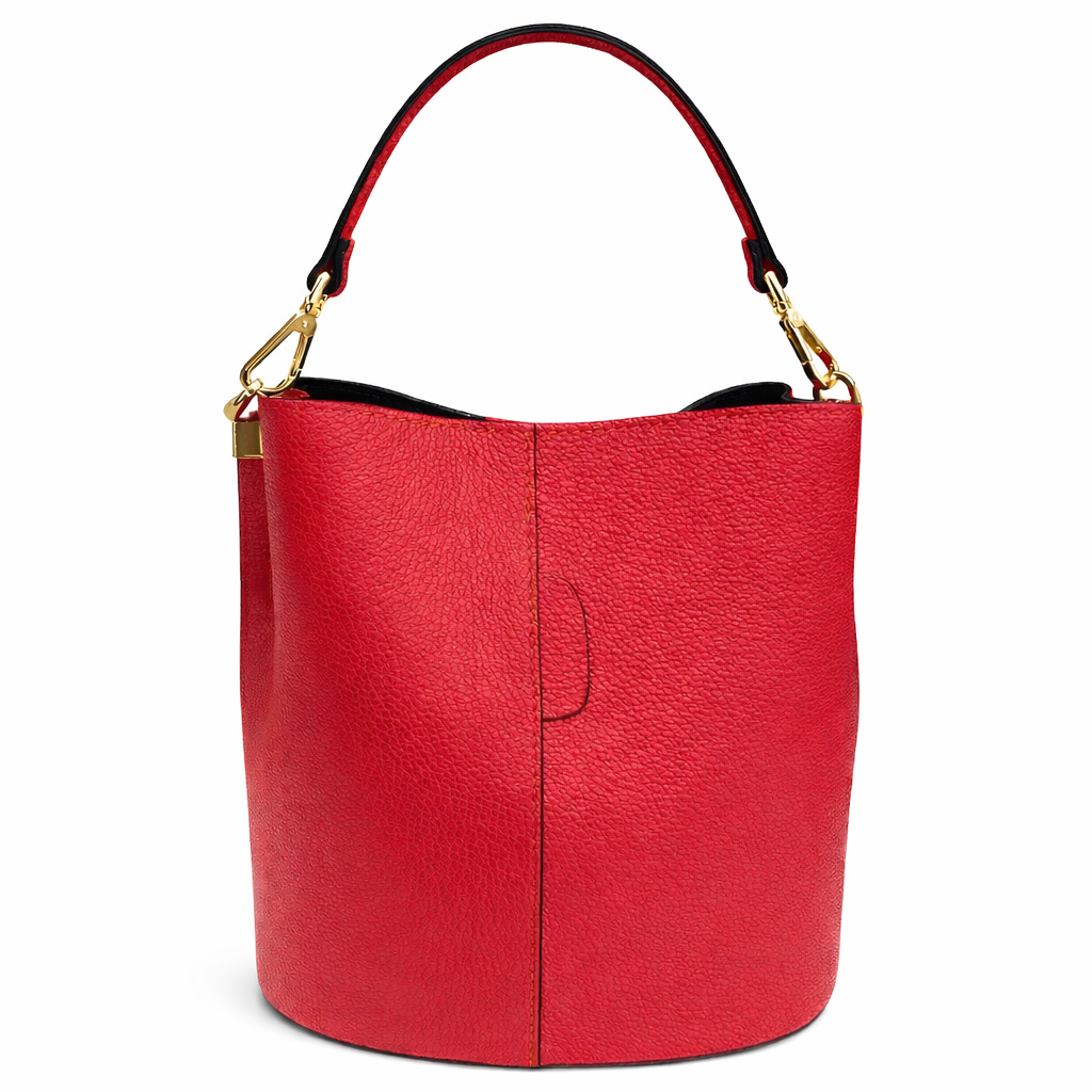 NERA Bolso tipo saco de piel con bolso interior rojo
