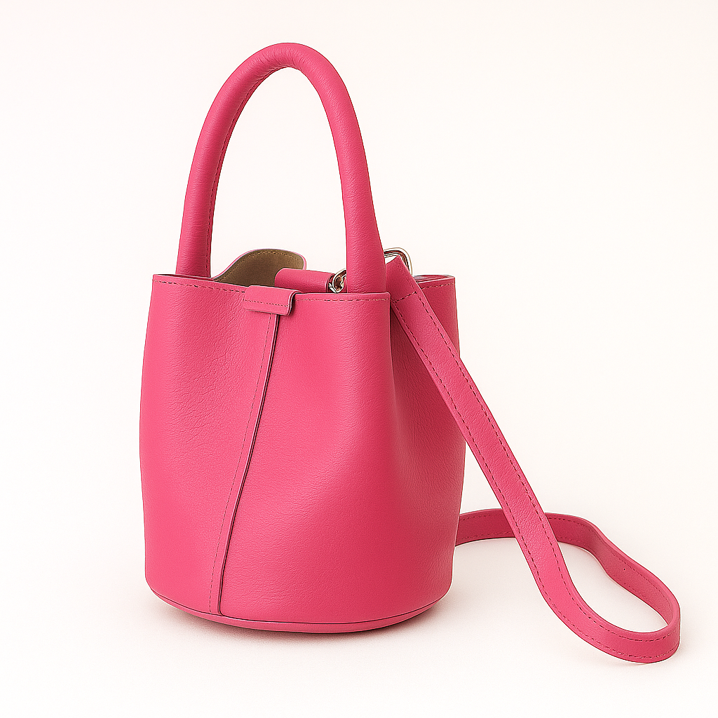 MILÁN Bolso de piel tipo bombonera FUCSIA