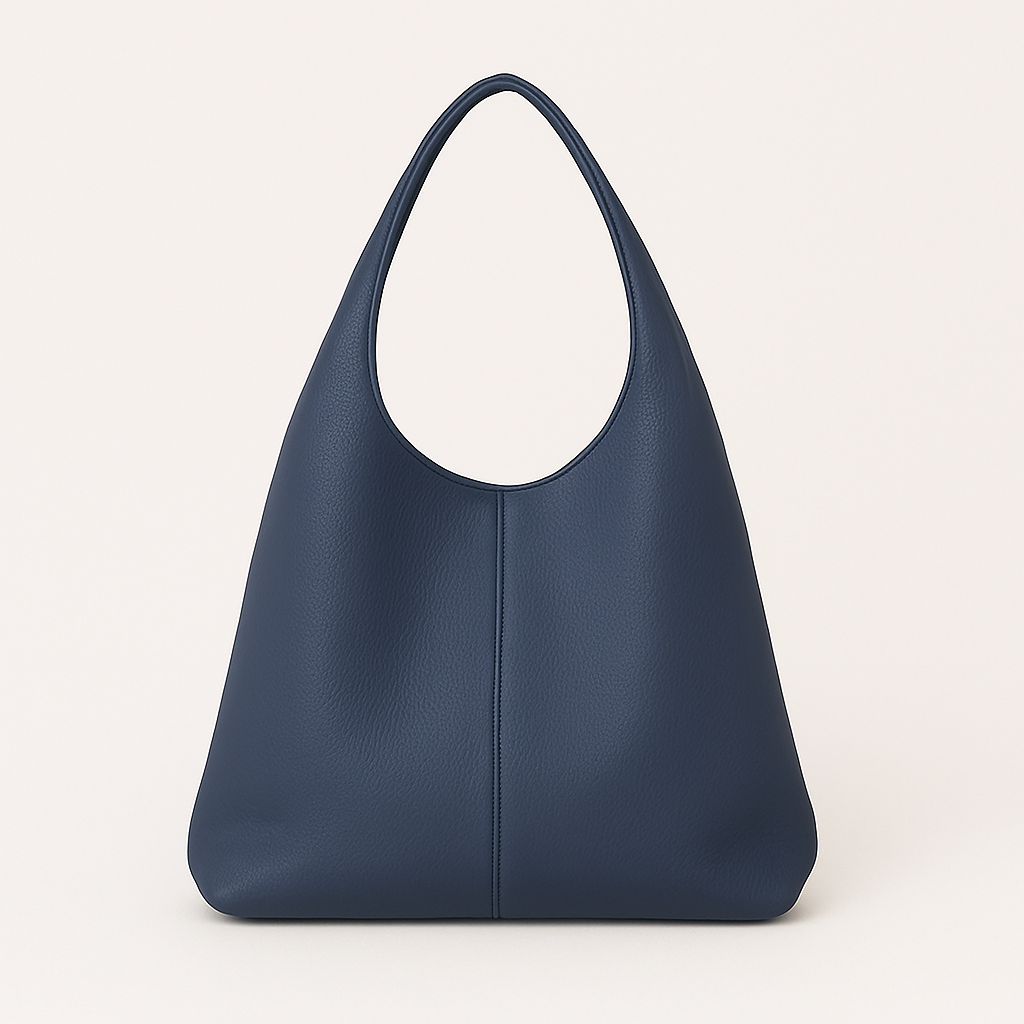 CAPRI Bolso de piel tipo saco con cremallera AZUL MARINO