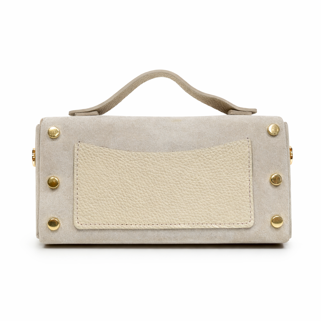 PALERMO Bolso mano con cadena metálica en piel hueso