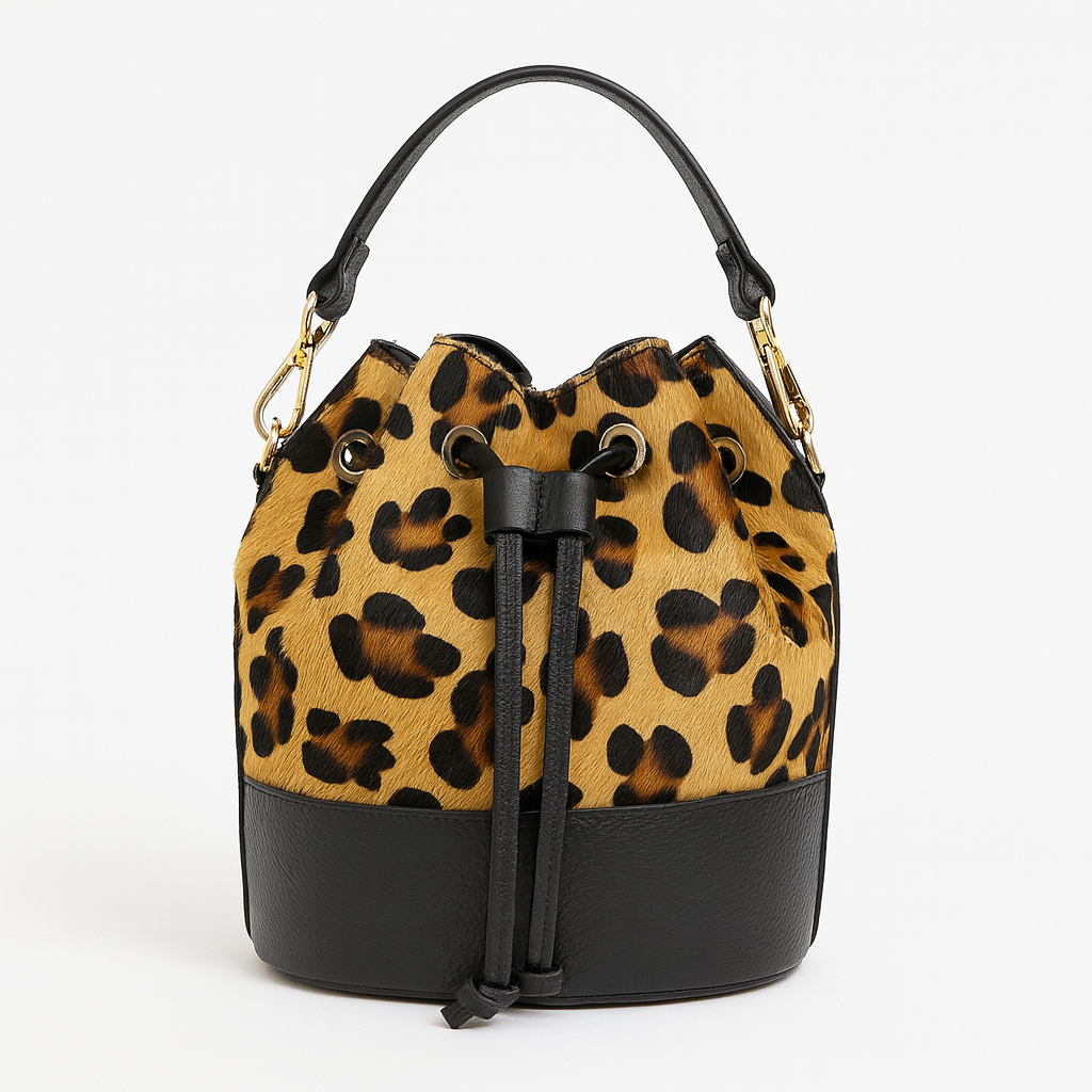 FELLINI Bolso combinado con pelo natural leopardo