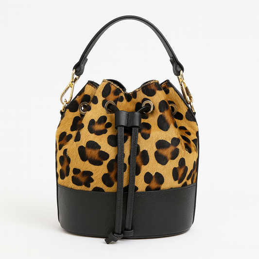 FELLINI Bolso combinado con pelo natural leopardo