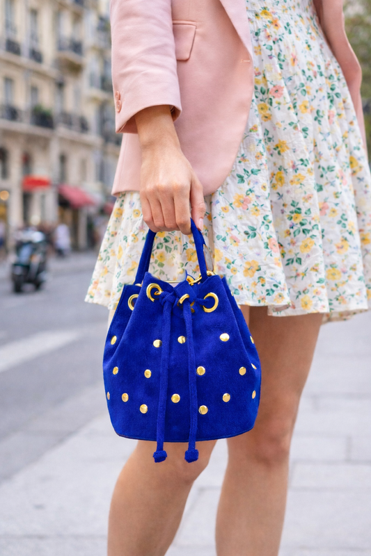 LIETTA Bolso de piel con tachas azul