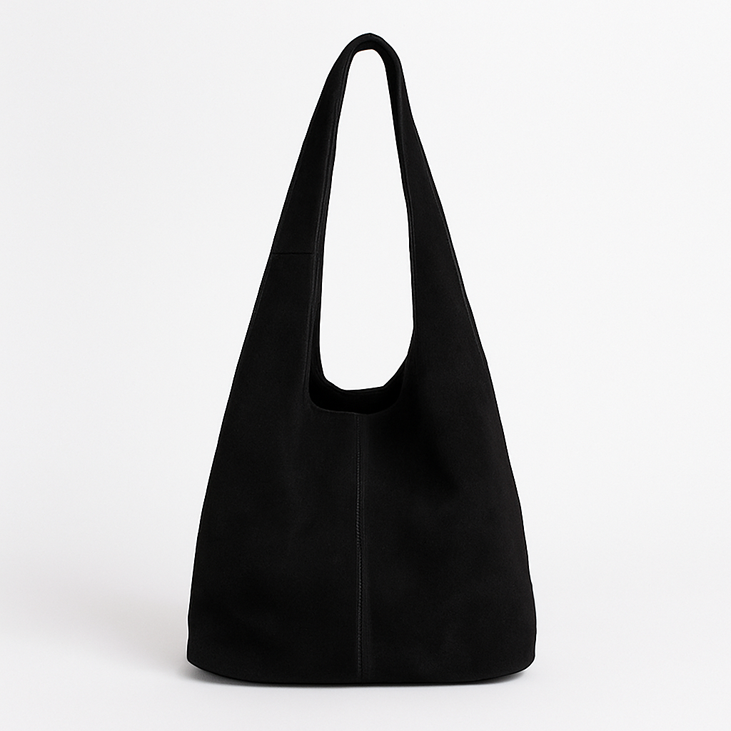 VENNETO Bolso saco de piel negro