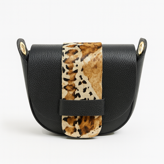FLORENCIA Bolso de piel combinada con pelo natural print