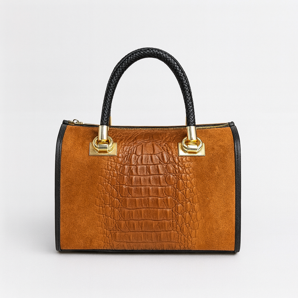 BARI Bolso bowling de piel grabada cuero