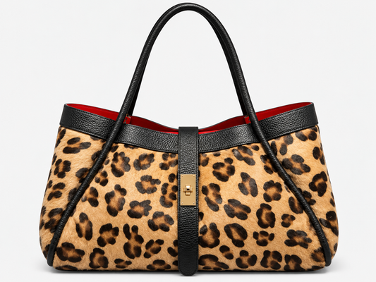 ALBA Bolso grande de pelo natural leopardo