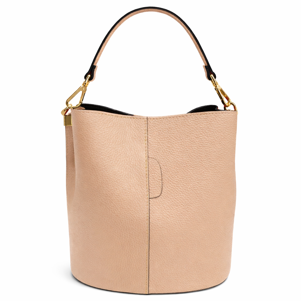 NERA Bolso tipo saco de piel con bolso interior nude