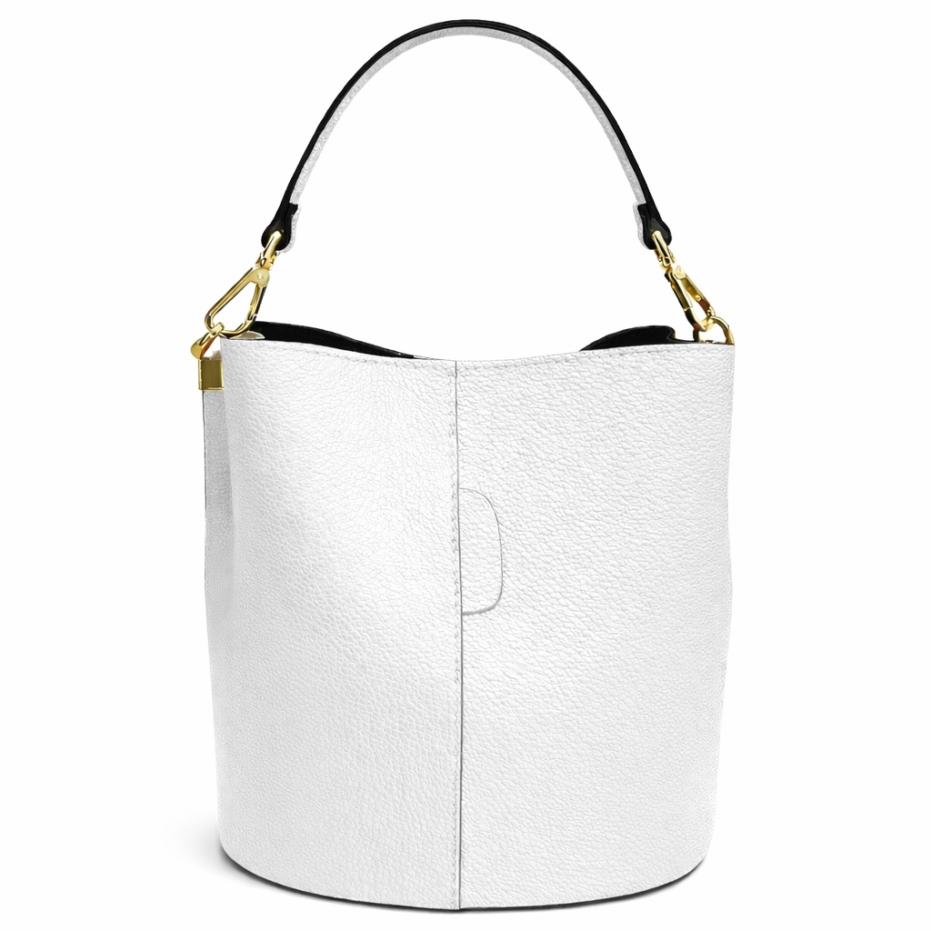 NERA Bolso tipo saco de piel con bolso interior blanco