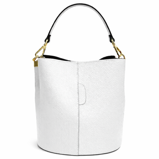 NERA Bolso tipo saco de piel con bolso interior blanco
