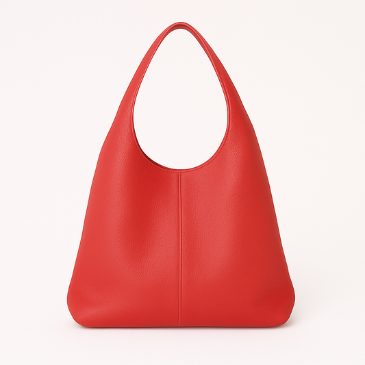 CAPRI Bolso de piel tipo saco con cremallera ROJO