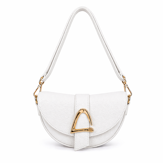 LUNA Bolso de piel con cierre imán blanco