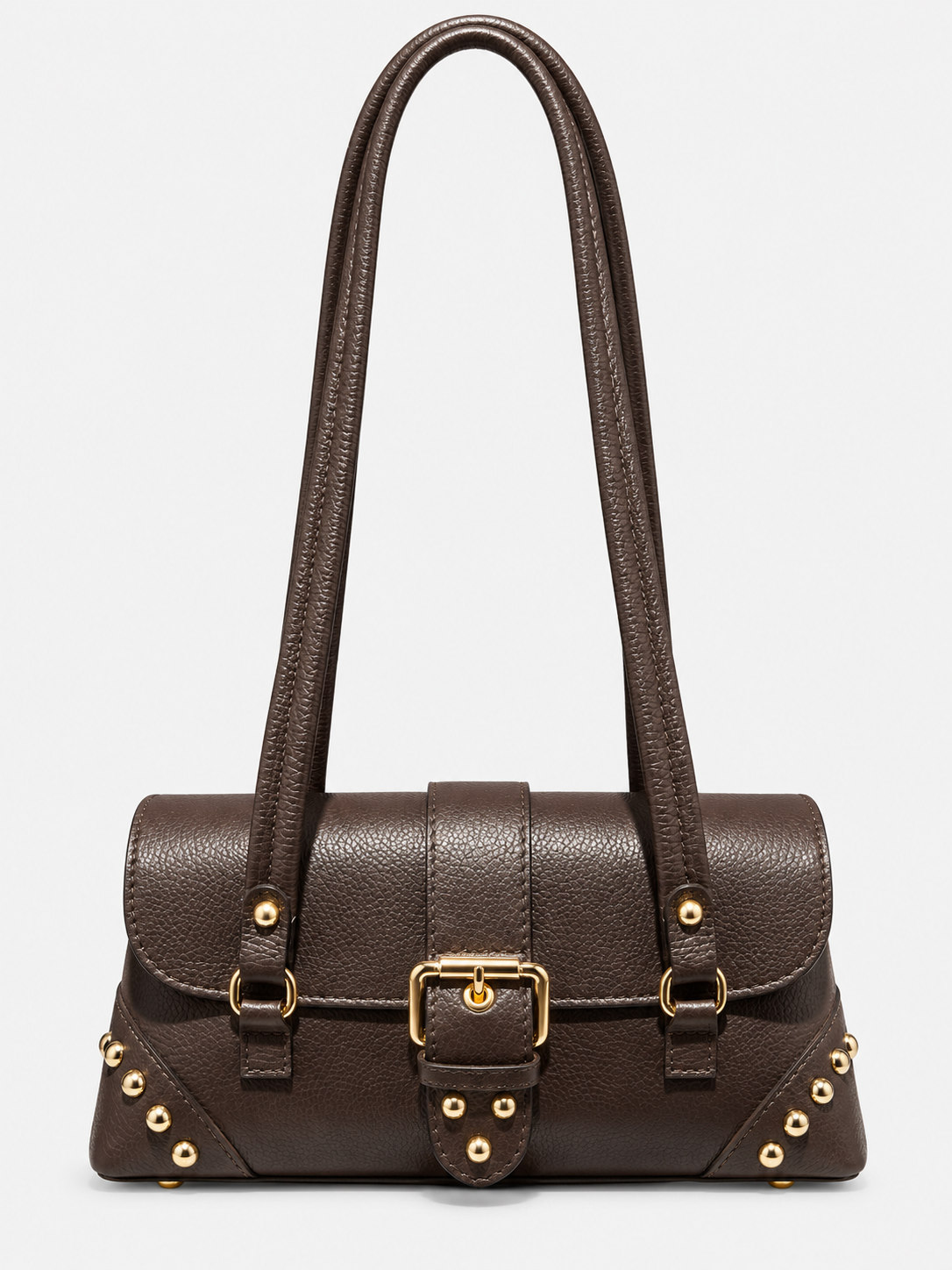 GIULIA Bolso de piel con tachas chocolate