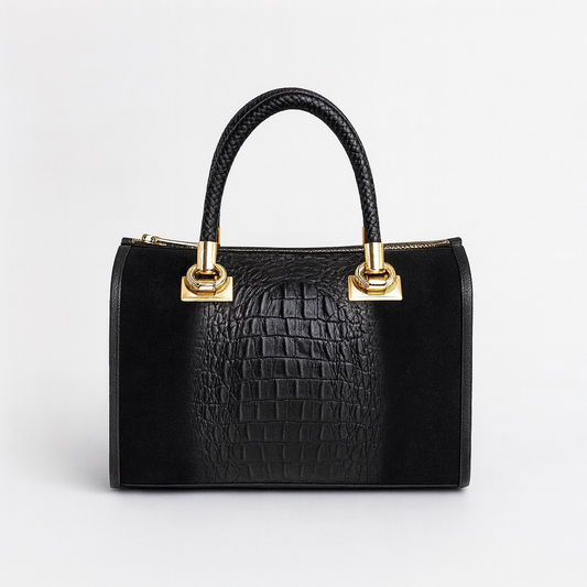 BARI Bolso bowling de piel grabada negro