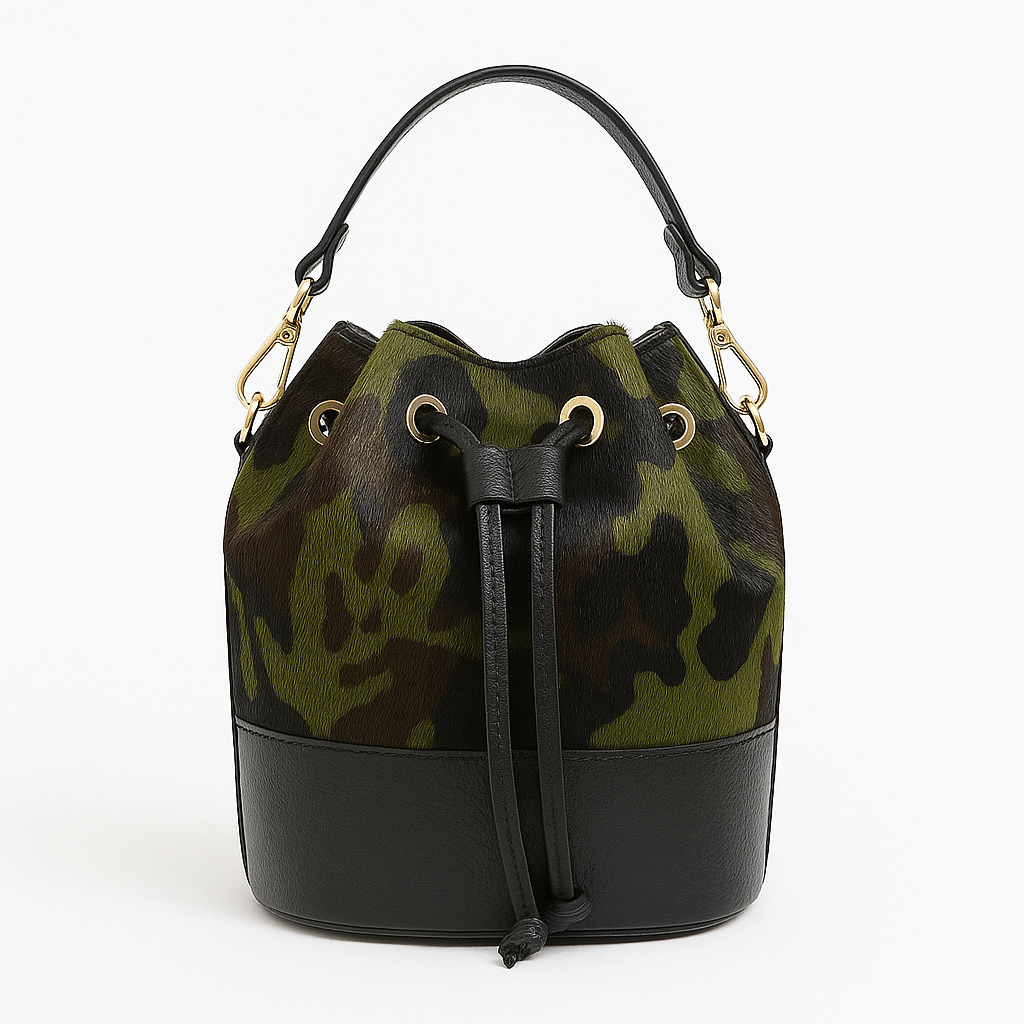 FELLINI Bolso combinado con pelo natural camuflaje