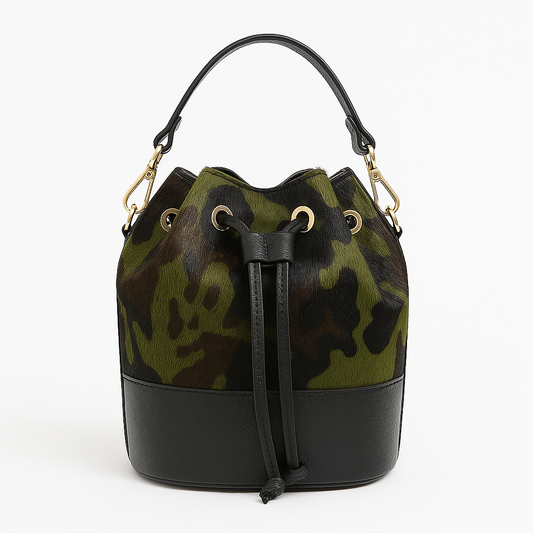 FELLINI Bolso combinado con pelo natural camuflaje