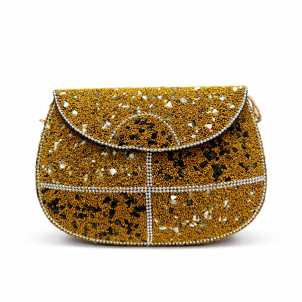 PIETRA Bolso de fiesta con mosaico de piedras amarillo