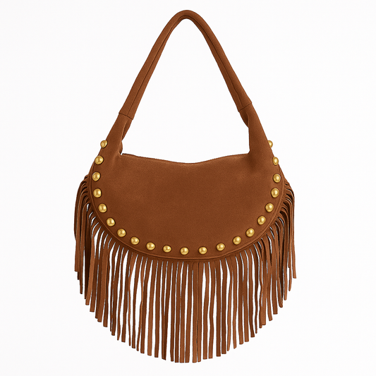 BOHO Bolso de piel bandolera con flecos cuero