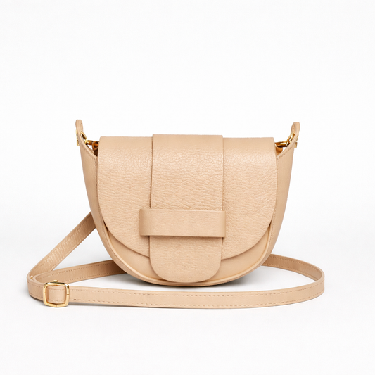 FLORENCIA - Bolso de piel con cremallera arena