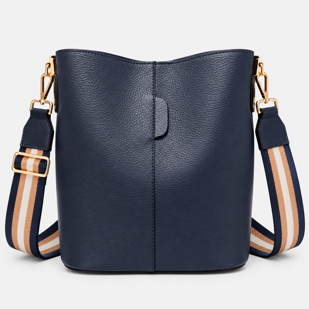 NERA Bolso tipo saco de piel con bolso interior marino