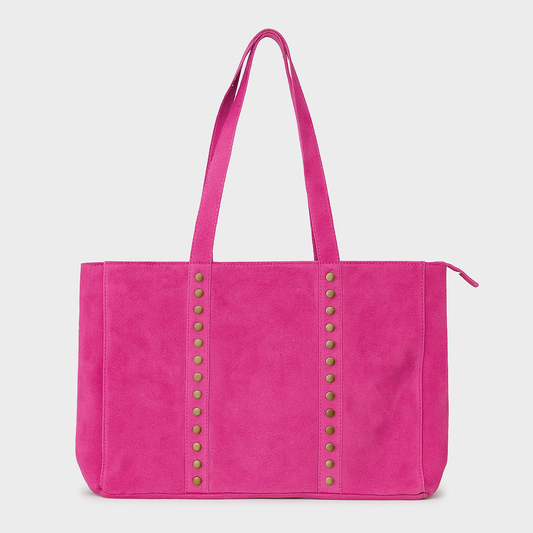 TOSCANA Bolso shopping de piel con tachas FUCSIA