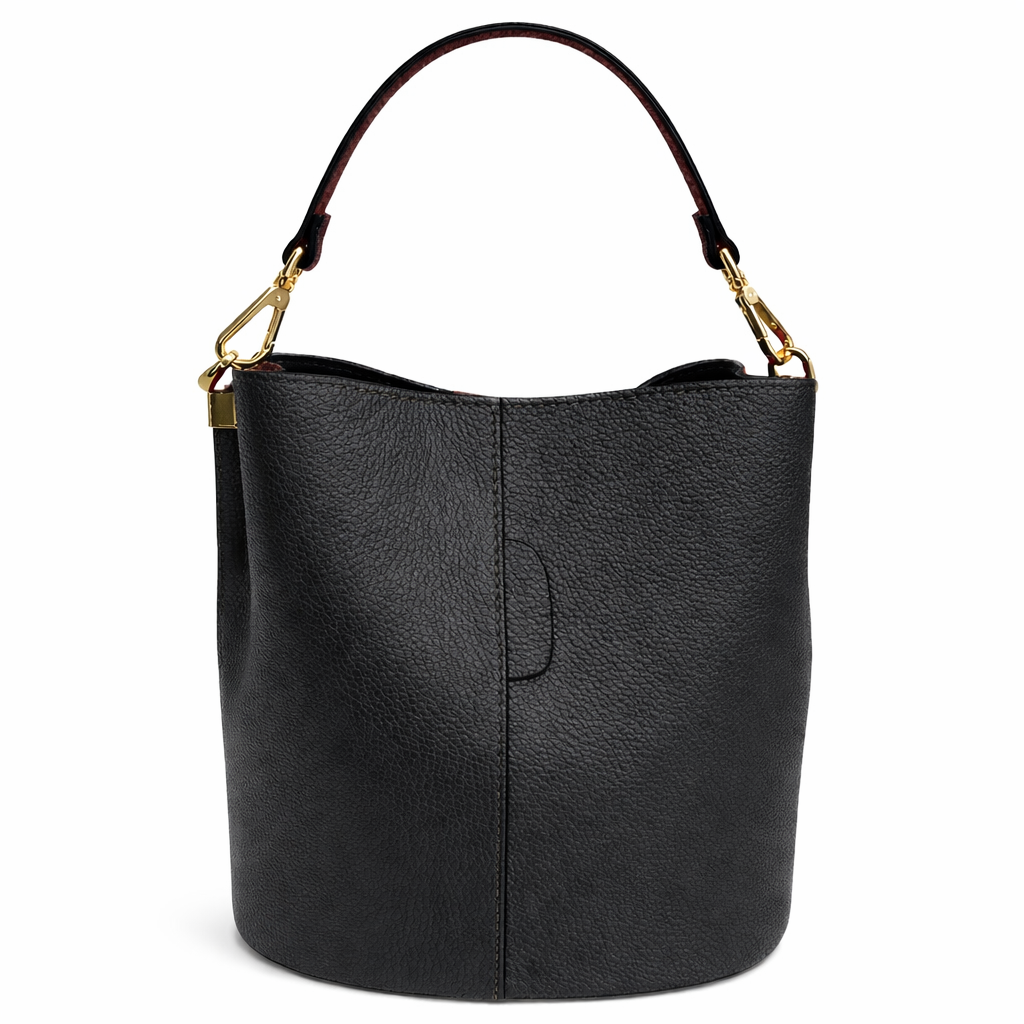 NERA Bolso tipo saco de piel con bolso interior negro